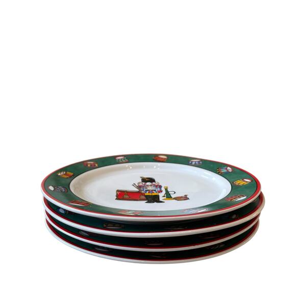4 VTG Holiday Spirit Nutcracker Salad Plates Intl Tableworks Bob Timberlake - Picture 4 of 15